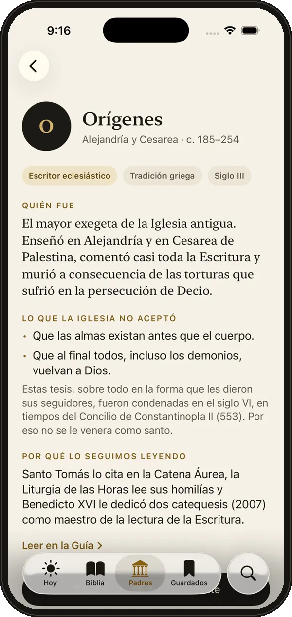La ficha de Orígenes